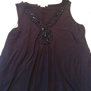 Michael Kors Black Beaded Tank Top